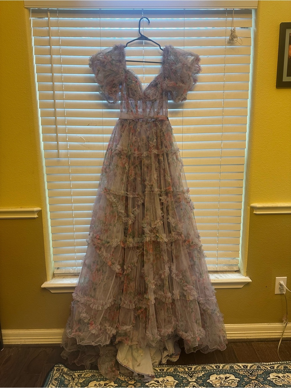 Sherri Hill Floral Prom Dress 55541 Lilac Floral Gown